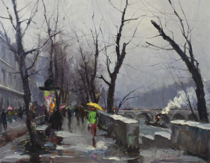 LAZAREV Vladimir Oil on Canvas Paris Scene