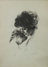 MAURICE M Lithograph Mother and Daughter