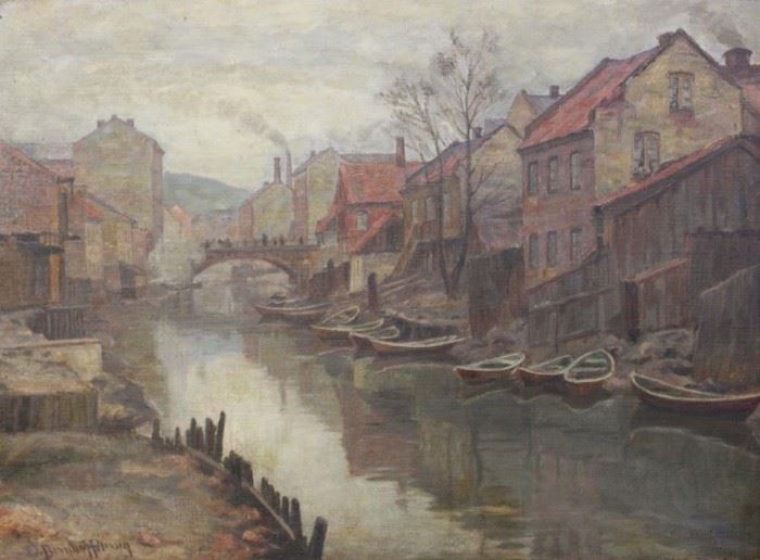 PETERSEN Bernhof Oil on Canvas Village