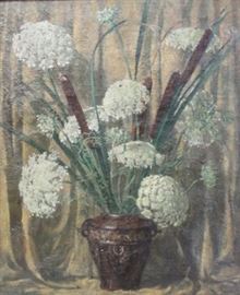 SIGNED Robert B Oil on Canvas Floral Still Life