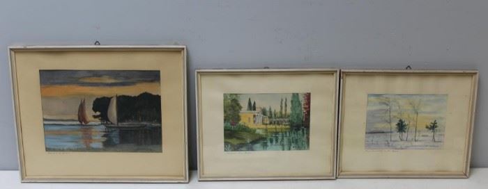 WEILAND H Lot of Three Watercolors Landscapes