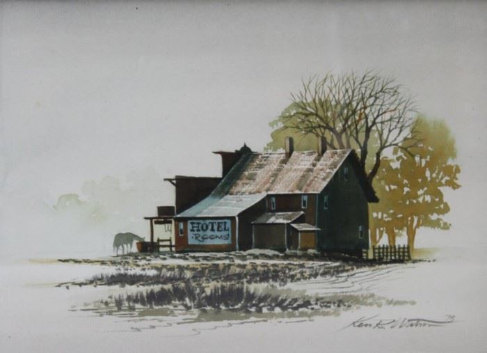WATSON Ken Watercolor Barn Scene