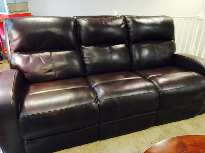 Leather Sofa with built-in Recliners, like new!