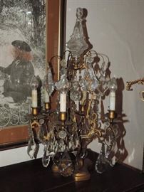 Antique LARGE crystal table lamp 