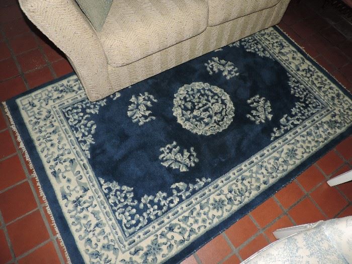 area rugs - small vintage blue Chinese 