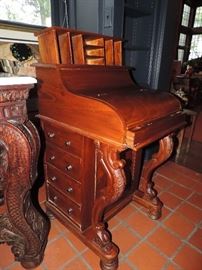Antique "Captain Davenport" desk - mechanics are currently stiff and interior tray is slightly warped 