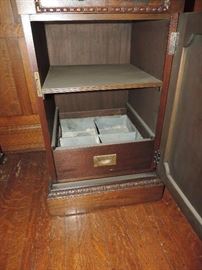 interior of the bottle cabinet - lead liners are still in place - these are EXCEPTIONAL examples purchased over 50 years ago... 