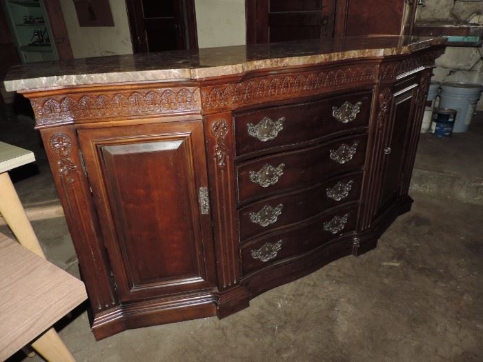 LARGE and IN EXCELLENT CONDITION! Buffet Server with Marble Top !