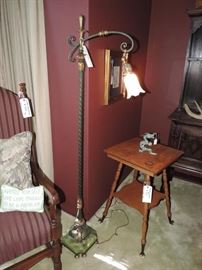 Vintage 1920's IRON and GREEN ONYX FLOOR LAMP