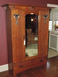 English Arts and Crafts 1910 Era Armoire - Authentic and Period Example 