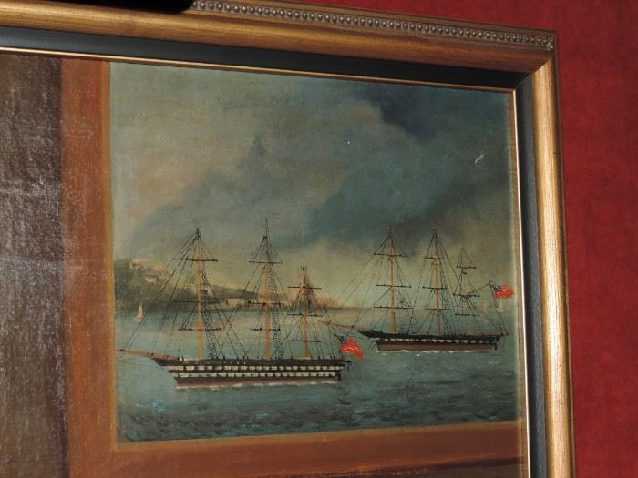 Detail - including the ships with American Flags 