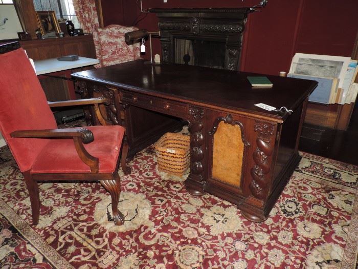 Antique DESK carved with GRAPES