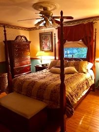 Carved four poster queen bed (no mattress)