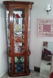 curio cabinet, depression glass