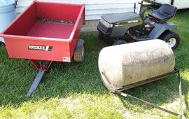 Huskee lawn cart, lawn roller