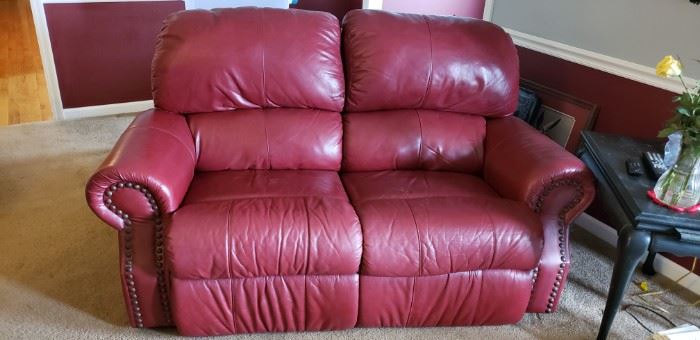 Italian Leather Reclining Loveseat