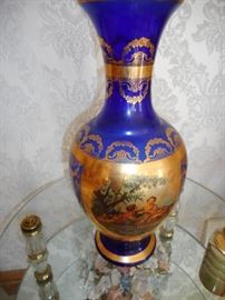 Venetian Hand Painted Cobalt Blue/.Gold Vase