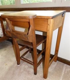 Antique English wooden student's desk & chair by Kingfisher LTD