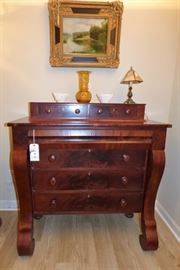 Antique Flame Mahogany Empire chest