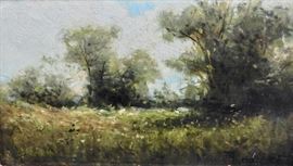 Milne Ramsey (American, 1847-1915)
Summer Landscape, c. 1890
Oil on board
Signed Milne Ramsey (lower right)
6 x 9 inches.
