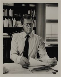 Alfred Eisenstaedt (German/American, 1898-1995)
Theo Sommer, editor, Die Zeit, September 1979
Gelatin silver (printed later)
Stamped Photo by Alfred Eisenstaedt (verso)
13 x 9 ½ inches 
