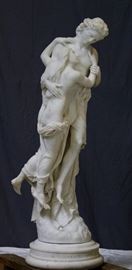 Francesco Mariotti (Italian, 1838-1932)
Two Souls Embracing
Marble 
Signed and inscribed F.Mariotti Sculp Quali Colombine dal Disio Chiamate Dante Inf. C.V (to the base)
47h inches.
