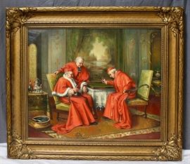 Gustav Adolph Hensel (German, 1874-1953)
Three Cardinals
Oil on canvas
Signed D. Hensel (lower right)
25 x 30.25 inches.
