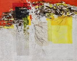 Gertrude Felton Harbart (American, 1908-1999)
Abstract Composition 
Oil on Masonite 
Signed G. Harbart (lower right)
25 x 30 inches. 
