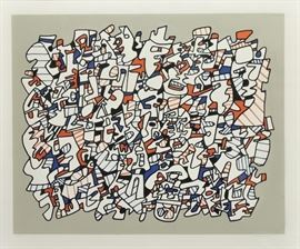 Jean Dubuffet
French, 1901-1985
Size: 28 x 33 in.
Frame: 36 x 41 in.
Screen print on paper
Signed (lower right)
Numbered "47/50" (lower left)
Publisher: Pace Editions Inc., New York