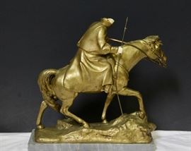 Raphael Nannini
Italian, b. 1870
Size: 18 x 18 x 6.5 in.
Bronze and ivory with a base of marble.
Signed "Nannini" on base
