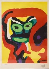Karel Appel
Dutch, 1921-2006
Color lithograph
Size: 27.75 x 20.5 in.
Framed: 39.5 x 30 in.
Signed (lower right) 
Edition: "8/60" (lower left)