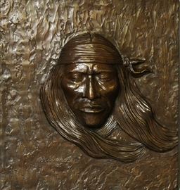 Allan Houser
American, 1914-1994
Size: 21 x 20 x 0.5 in.
Bronze
Signed and dated (lower left)
Edition: 10/15