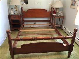 Mengel nightstand & maple full bed frame