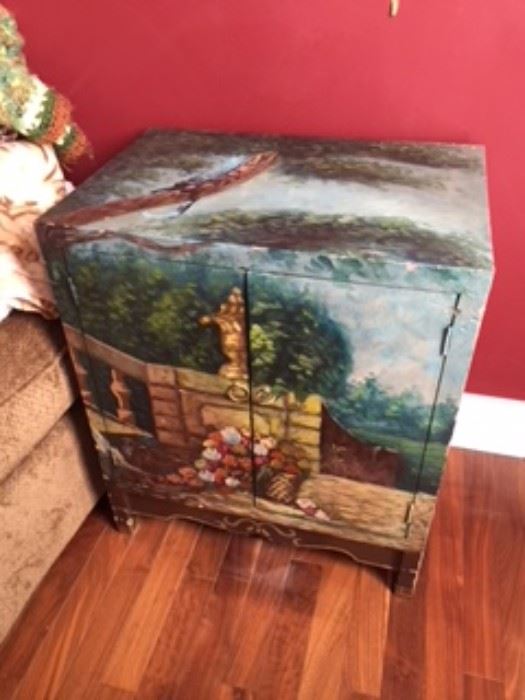 Hand Painted Storage End Table