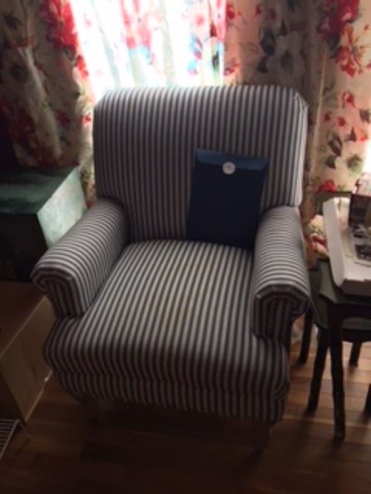 Denim Blue Stripe Living Room Chair