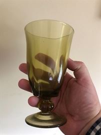 Vintage avocado stemware