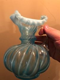 Blue opalescent pitcher