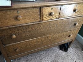 Refinished oak dresser with mirror