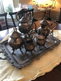 Large antique silver plated tea service