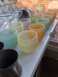 Very cool mid century modern glass highballs -Set of 12 in pastel colors
