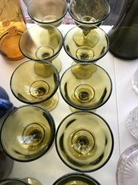 Vintage avocado green stemware