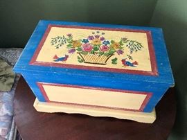 Small painted chest, about 1 foot deep