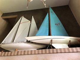 Model Sailing Boats White Atlantis, is 70.4” tall x 55”5” wide, Blue boat is 88” tall x 71” wide