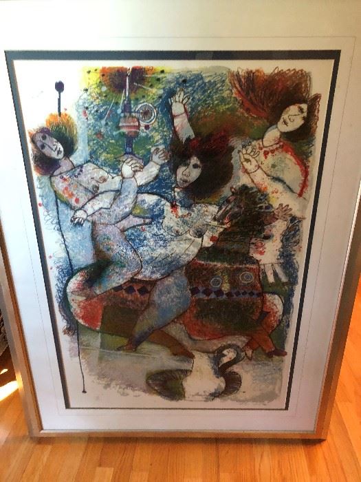 "La Luminere De Prophete" Color Lithograph 1983 SIZE: LITH 28” x Frame 42” 41” x 55”
