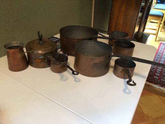 Antique Hand Forged copper pots