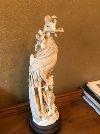 Bone Carving Japanese Peacock approximately 12"