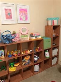 Toys, games, and baskets!  Oh... and shelves!