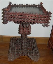 Tramp art crown of thorns table #1