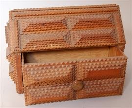 Tramp art box with drawer