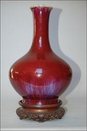 Chinese oxblood vase on stand